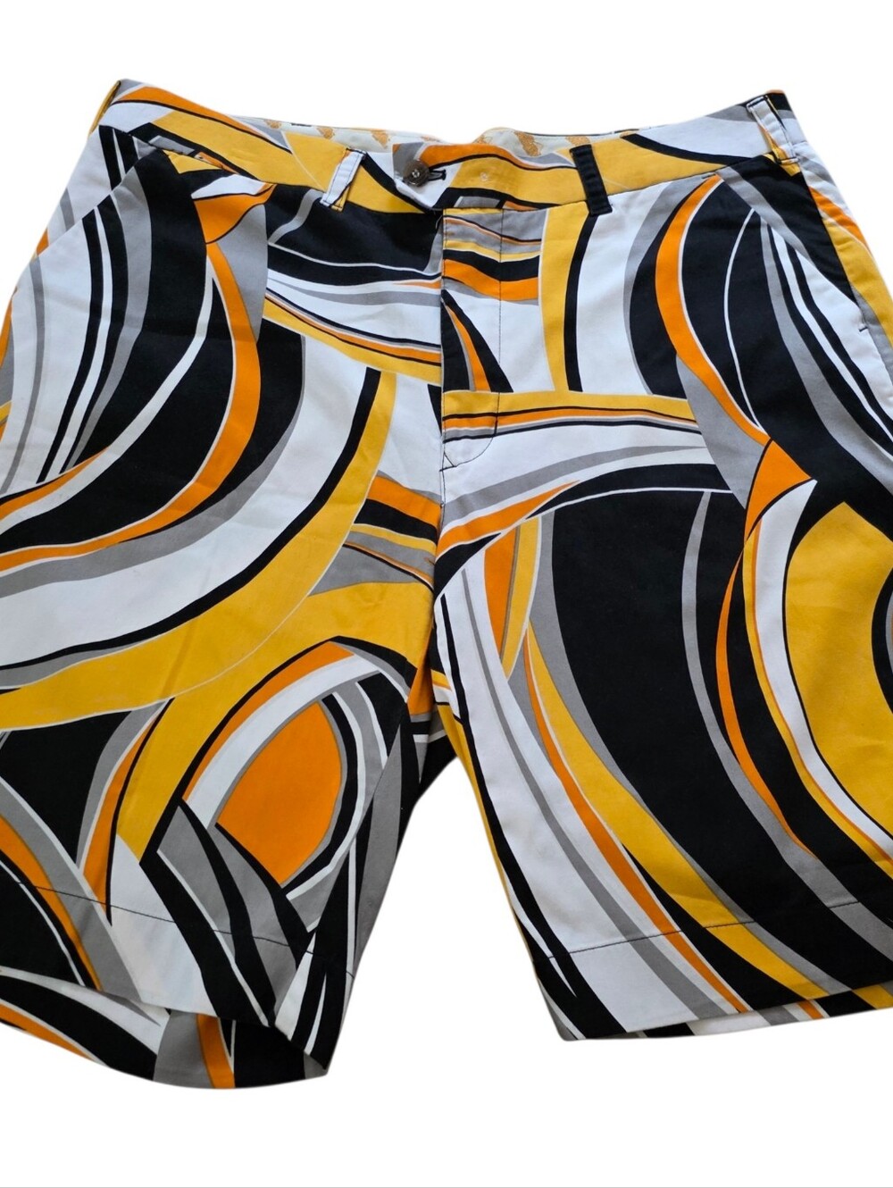 Loudmouth Golf Short Mens 38 Yellow Geometric Print Casual